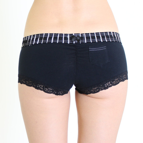 Black with White Pinstripe/ Black Boyshort