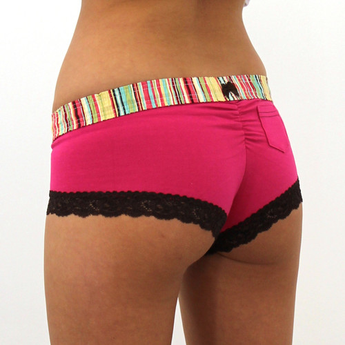 Aqua Rose over Fuchsia Boyshort