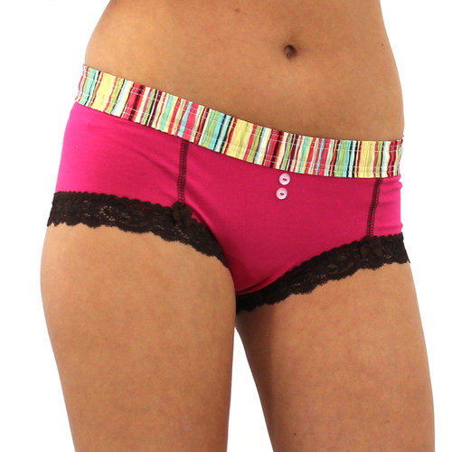 Aqua Rose over Fuchsia Boyshort