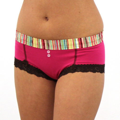 Aqua Rose over Fuchsia Boyshort