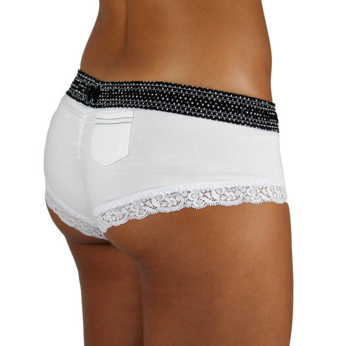 Black Dot / White Boyshort
