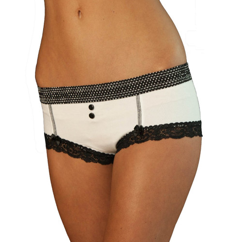 Black Dot / White Boyshort