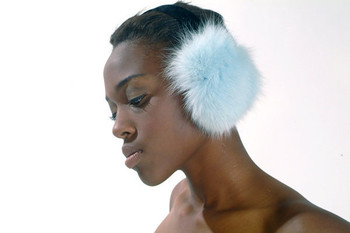 Sky Blue Fox Fur Earmuffs Sky Blue Fox Fur Earmuffs