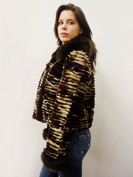 Brown Sheared Fur Design Jacket Brown Sheared Fur Design Jacket