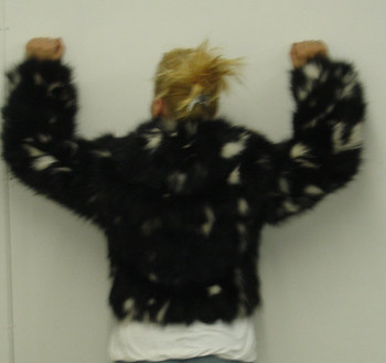 Shreared Black & White Fox Jacket with Zipper Shreared Black & White Fox Jacket with Zipper