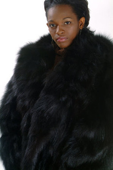 Black Fox Long Coat w/ Large Black Fox Wing Collar Black Fox Long Coat w/ Large Black Fox Wing Collar