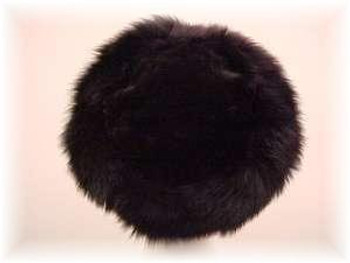 Black Faux Fur Hat with Black Fox Trim Black Faux Fur Hat with Black Fox Trim