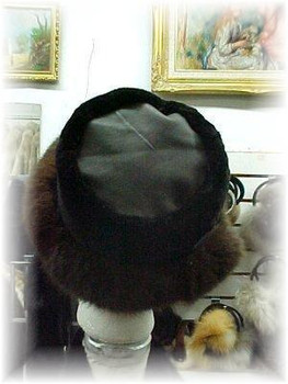Brown Fox Fur Hat with Beaver Trim & Leather Brown Fox Fur Hat with Beaver Trim & Leather