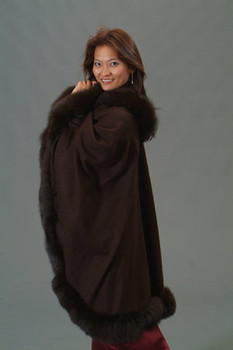Brown Fox Cape with Fox Fur Trim 1 Brown Fox Cape with Fox Fur Trim 1