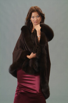 Brown Fox Cape with Fox Fur Trim 1 Brown Fox Cape with Fox Fur Trim 1