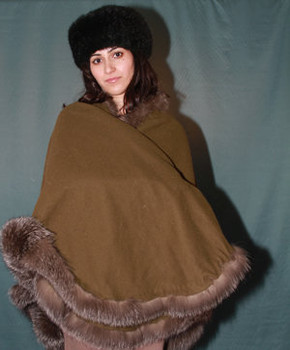 Green Cape with Fox Fur Trim 2 Green Cape with Fox Fur Trim 2