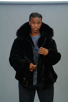 Sheared Mink Bomber Fur Jacket w/ Wing Collar Sheared Mink Bomber Fur Jacket w/ Wing Collar