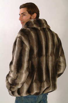 Brown Chinchilla Faux Fur Bomber Jacket Brown Chinchilla Faux Fur Bomber Jacket