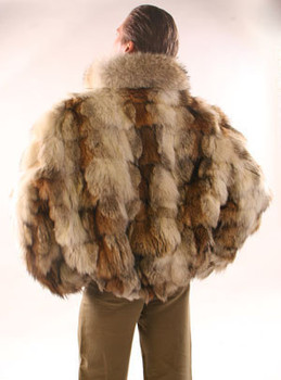 Sectional Coyotte Bomber Jacket with Full Skin Collar Sectional Coyotte Bomber Jacket with Full Skin Collar