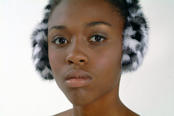 White & Gray Mink Fur Earmuffs White & Gray Mink Fur Earmuffs