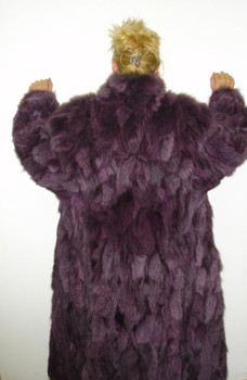 Purple Fox Fur Long Coat Double Hood Purple Fox Fur Long Coat Double Hood