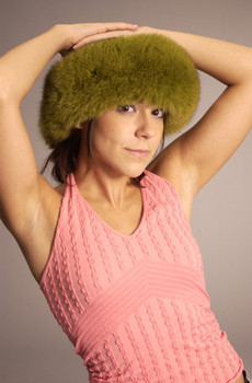 Fur Headwrap Full Skin Green Fox Fur Headwrap Full Skin Green Fox