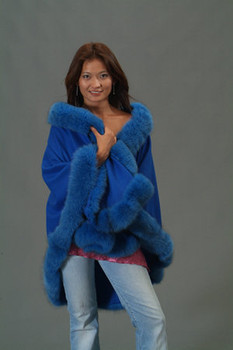 Royal Blue with Dyed Blue Fox Fur Trim Royal Blue with Dyed Blue Fox Fur Trim