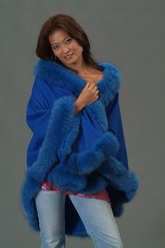 Royal Blue with Dyed Blue Fox Fur Trim Royal Blue with Dyed Blue Fox Fur Trim