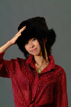 Faux Fur Hat w/ Real Black Fox Fur Trim Faux Fur Hat w/ Real Black Fox Fur Trim