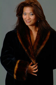 Faux Fur Coat Golden Trim Faux Fur Coat Golden Trim