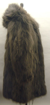 Brown 3/4 Fox Fur Jacket with hood and Large Collar Brown 3/4 Fox Fur Jacket with hood and Large Collar