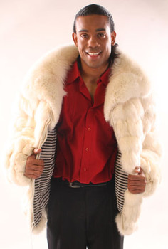 White Fox Bomber Jacket with Full Skin Collar White Fox Bomber Jacket with Full Skin Collar