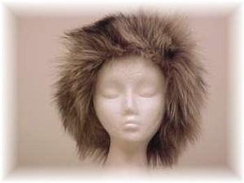 Black Faux Fur Hat with Silver Fox Fur Trim Black Faux Fur Hat with Silver Fox Fur Trim