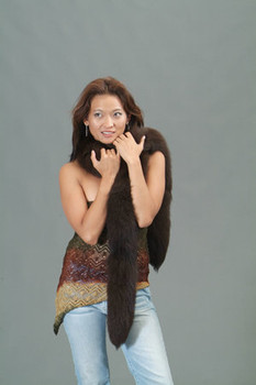 Dyed Dark Brown Fox Tail Fur Scarf Dyed Dark Brown Fox Tail Fur Scarf