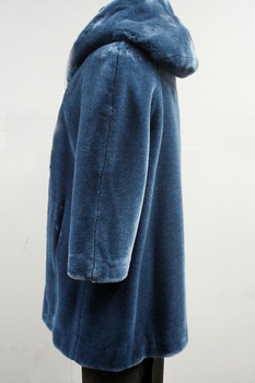Faux Blue Beaver Jacket With Hood Faux Blue Beaver Jacket With Hood
