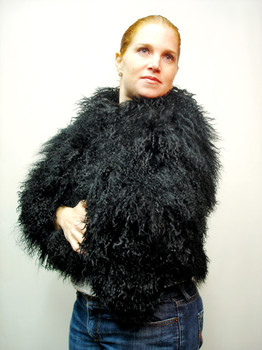 Black Curly Lamb Bolero Jacket Women's Black Curly Lamb Bolero Jacket Women's