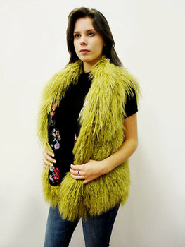 Green Fur Curly Vest Green Fur Curly Vest