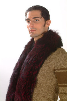 Burgundy Fox Fur Men's Design Sectional Scarf Burgundy Fox Fur Men's Design Sectional Scarf