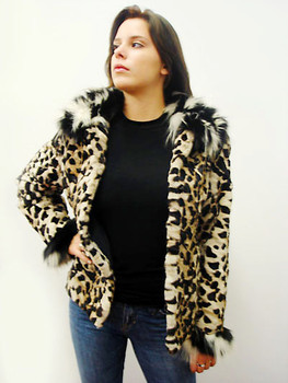 Black And White Print Fox Fur Jacket Black And White Print Fox Fur Jacket