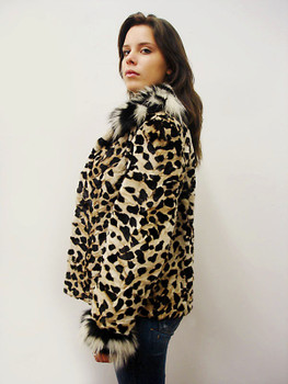 Black And White Print Fox Fur Jacket Black And White Print Fox Fur Jacket