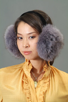 Gray Fox Fur Earmuffs 1 Gray Fox Fur Earmuffs 1