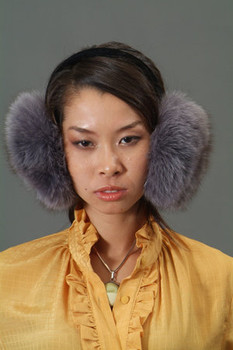 Gray Fox Fur Earmuffs 1 Gray Fox Fur Earmuffs 1