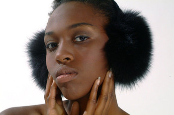 Black Fox Fur Earmuffs Black Fox Fur Earmuffs