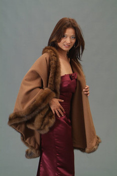 Buy Brown Cape with Sable Fur Trim Buy Brown Cape with Sable Fur Trim