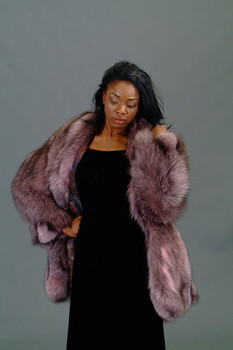 Dyed Burgundy Fox Fur 3/4 Jacket Dyed Burgundy Fox Fur 3/4 Jacket