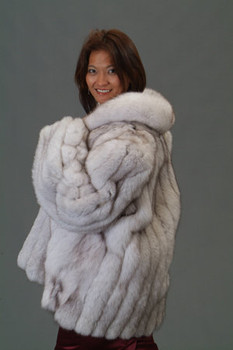 Natural Blue Fox Fur 3/4 Jacket 1 Natural Blue Fox Fur 3/4 Jacket 1