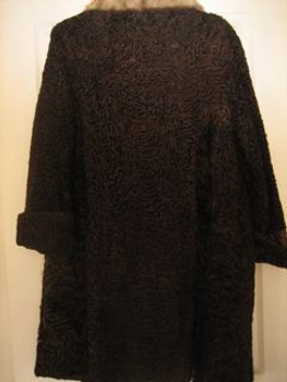 Brown Persian Lamb Coat and Hat with Mink Collar Brown Persian Lamb Coat and Hat with Mink Collar