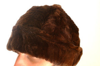Brown Mink Fur Skully Hat Men's Brown Mink Fur Skully Hat Men's