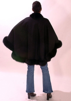 Black Fur Cape with Fox Fur Trim Black Fur Cape with Fox Fur Trim