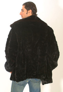 Men's Black Mink Fur Bomber Jacket Men's Black Mink Fur Bomber Jacket