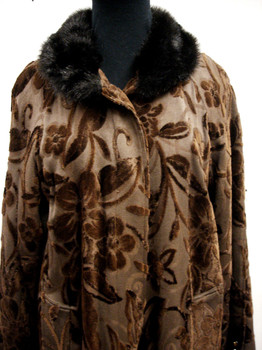Faux Brown Print Long Coat Faux Brown Print Long Coat