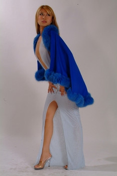 Blue Cape with Fox Fur Trim Blue Cape with Fox Fur Trim