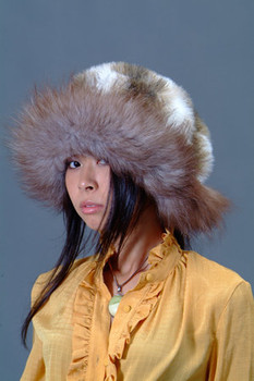 Faux Fur Hat w/ Real Brown Fox Fur Trim 1 Faux Fur Hat w/ Real Brown Fox Fur Trim 1