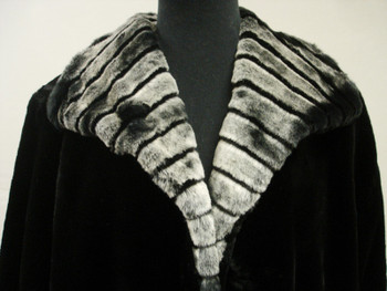 Faux Black Beaver Fur With Gray Chinchilla Triming Faux Black Beaver Fur With Gray Chinchilla Triming
