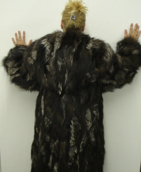 Silver Fox Fur Long Coat Double Hood Silver Fox Fur Long Coat Double Hood